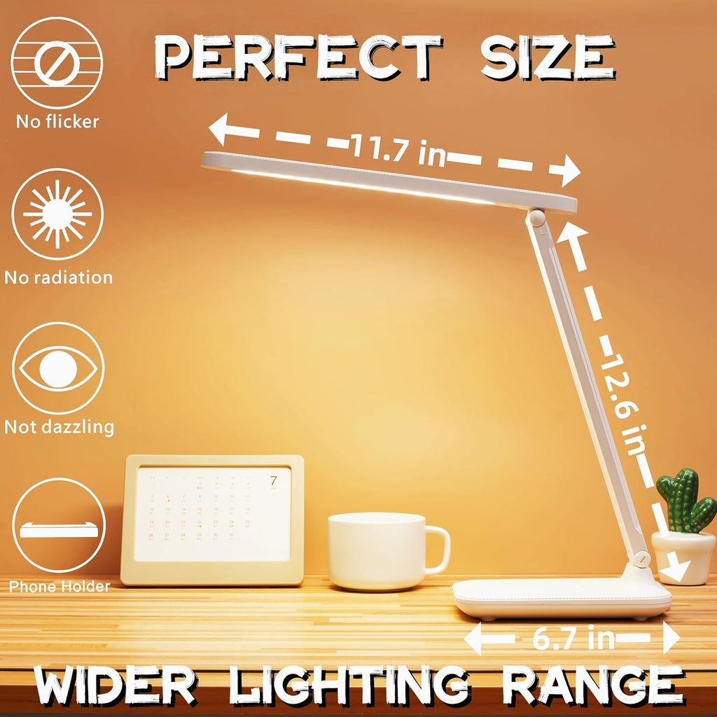 R RUCKERCO Led Desk Lamp Dimmable Desk Light Reading Lamp 3 Lighting Modes, Eye Protection Accessories, Study Desk Lamp Equipped USB Charger Suitable for Home Office is for Gift Giving