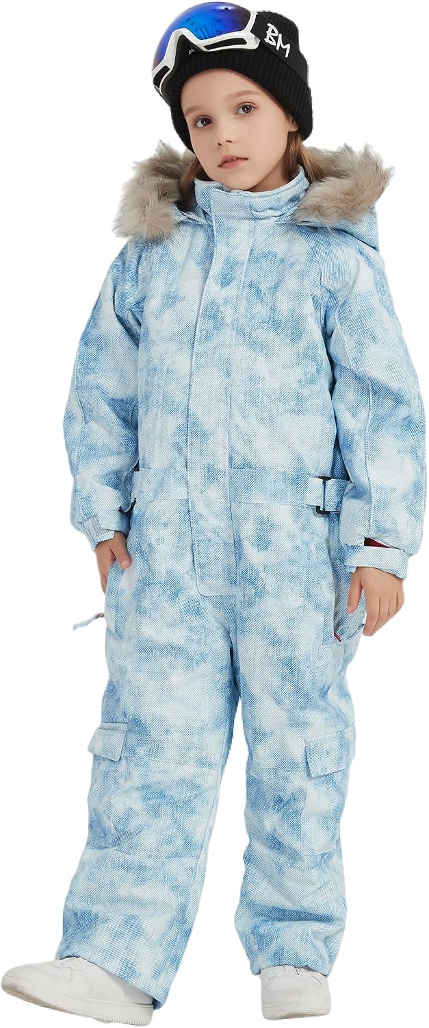 Kids Girls Boys Waterproof Colorful One Piece Snowsuits Coveralls Ski Suits Jackets Winter Jumpsuits