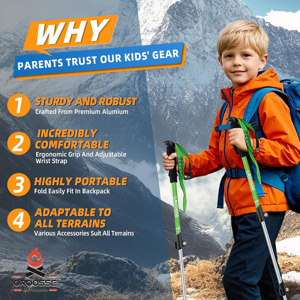 Kids Hiking Poles, Kids Walking Stick, Lightweight Aluminum Adjustable