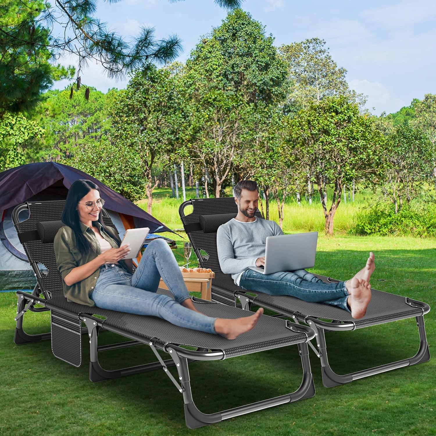 LILYPELLE Portable Folding Camping Cot with Mattress and Pillow for Adults