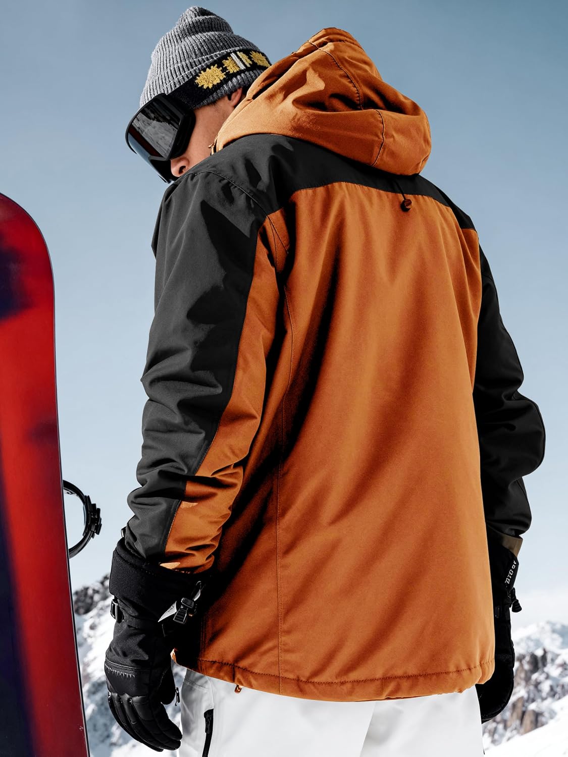 FREE SOLDIER Men's Waterproof Ski Jacket Fleece Lined Warm Winter Snow Coat with Hood Fully Taped Seams