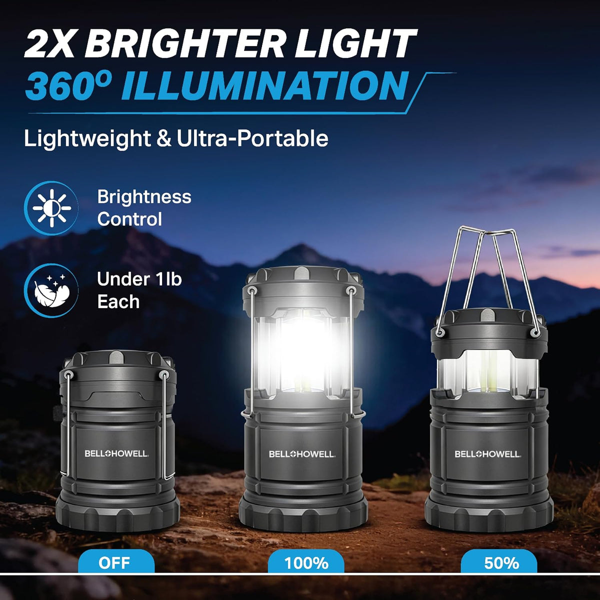 TACLIGHT Multipurpose Camping Lanterns, 4 Pack, Battery Powered