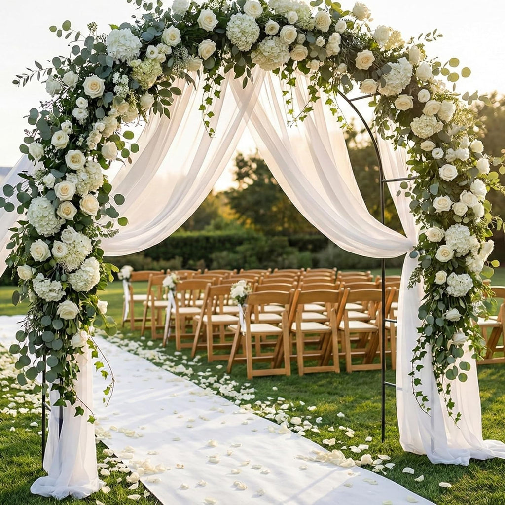 Metal Pergola Arbor, Outdoor Flower Garden Arch Trellis, Steel Garden Arbor for Climbing Plants, Wedding Decoration, 7'8" H x 4'5" W