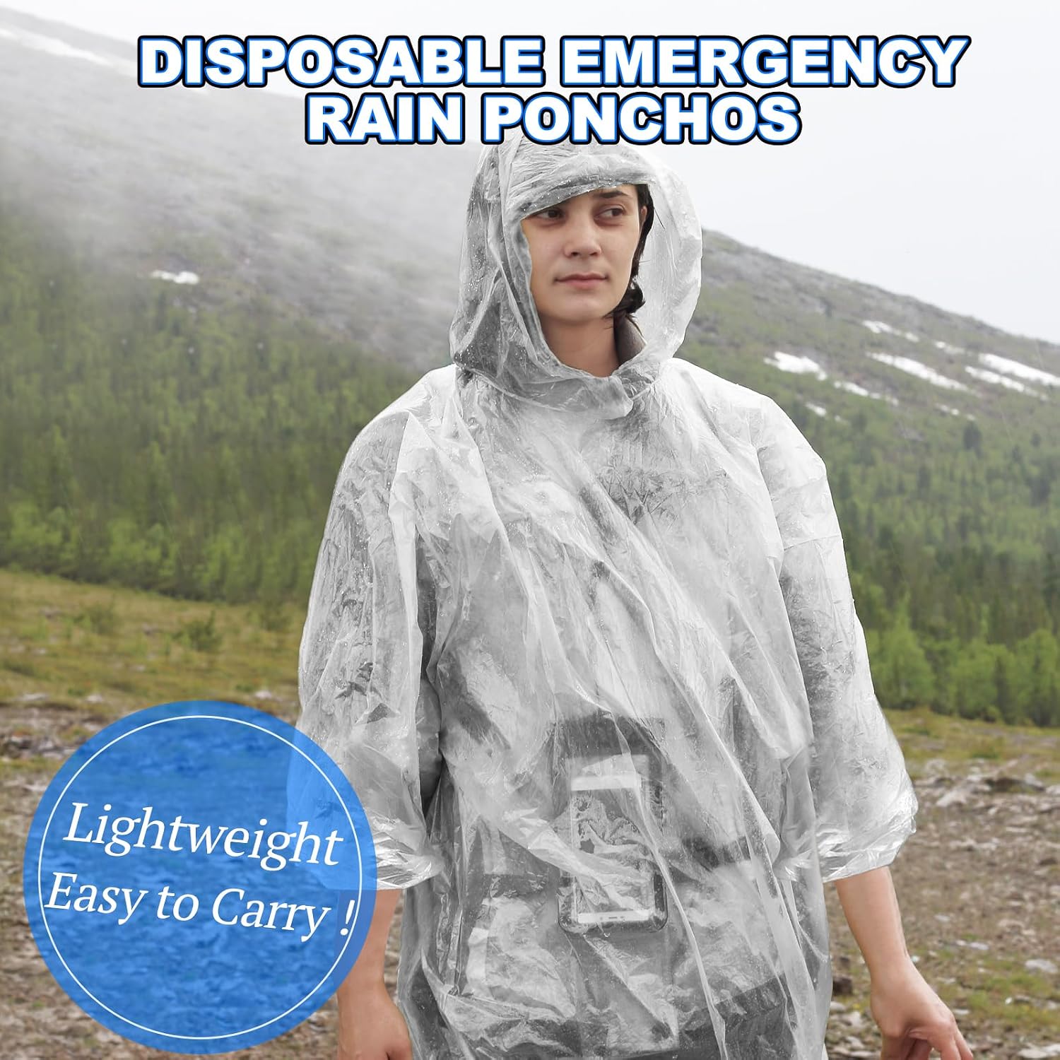108 Pack Disposable Rain Ponchos for Adults Plastic Ponchos with Hood Raincoat Bulk for Men Women Camping Outdoor