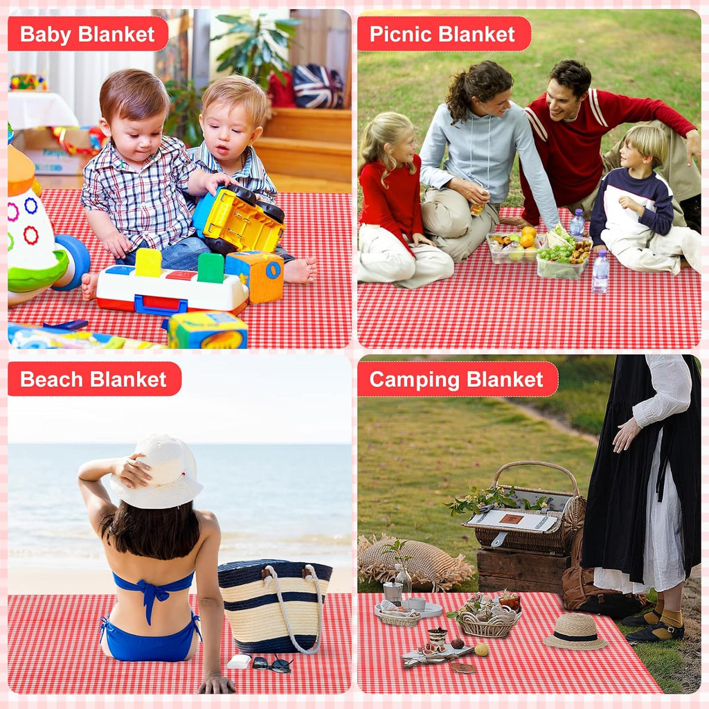4 Pcs Disposable Outdoor Picnic Blankets 70.9''x70.9'' Portable Pocket Blanket Foldable Waterproof Picnic Mats Sandproof Beach Blanket with Ground Spikes for Beach Travel Hiking Camping