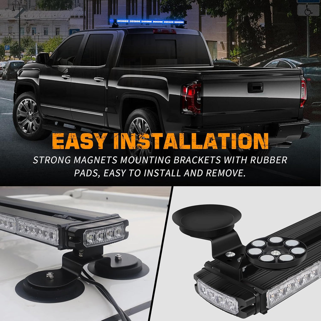 XRIDONSEN 28.4" 80 LED Roof Strobe Lights Top Magnetic Light Bar