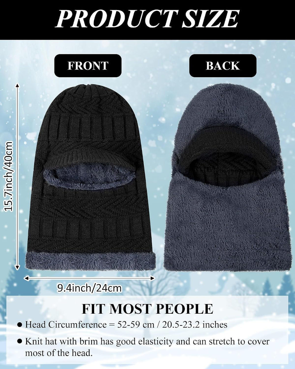 Syhood Winter Balaclava Ski Mask Fleece Lined