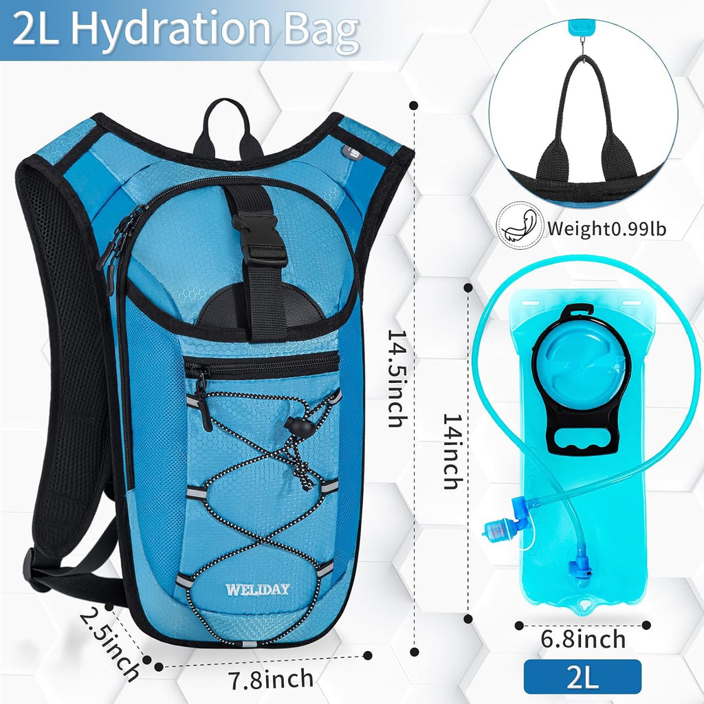 Hydration Backpack with Leak Proof Water Bladder, Lightweight Hydro Water Daypack for Rave, Cycling, Running, Hiking, Climbing
