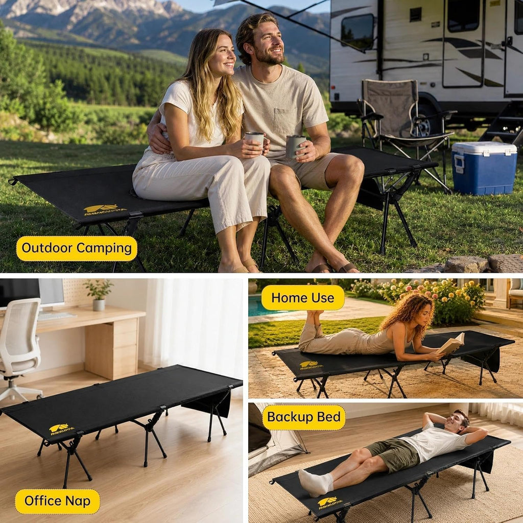 MIKKUPPA Backpacking Camping Cot for Adults, Heavy-Duty Portable Cot Bed