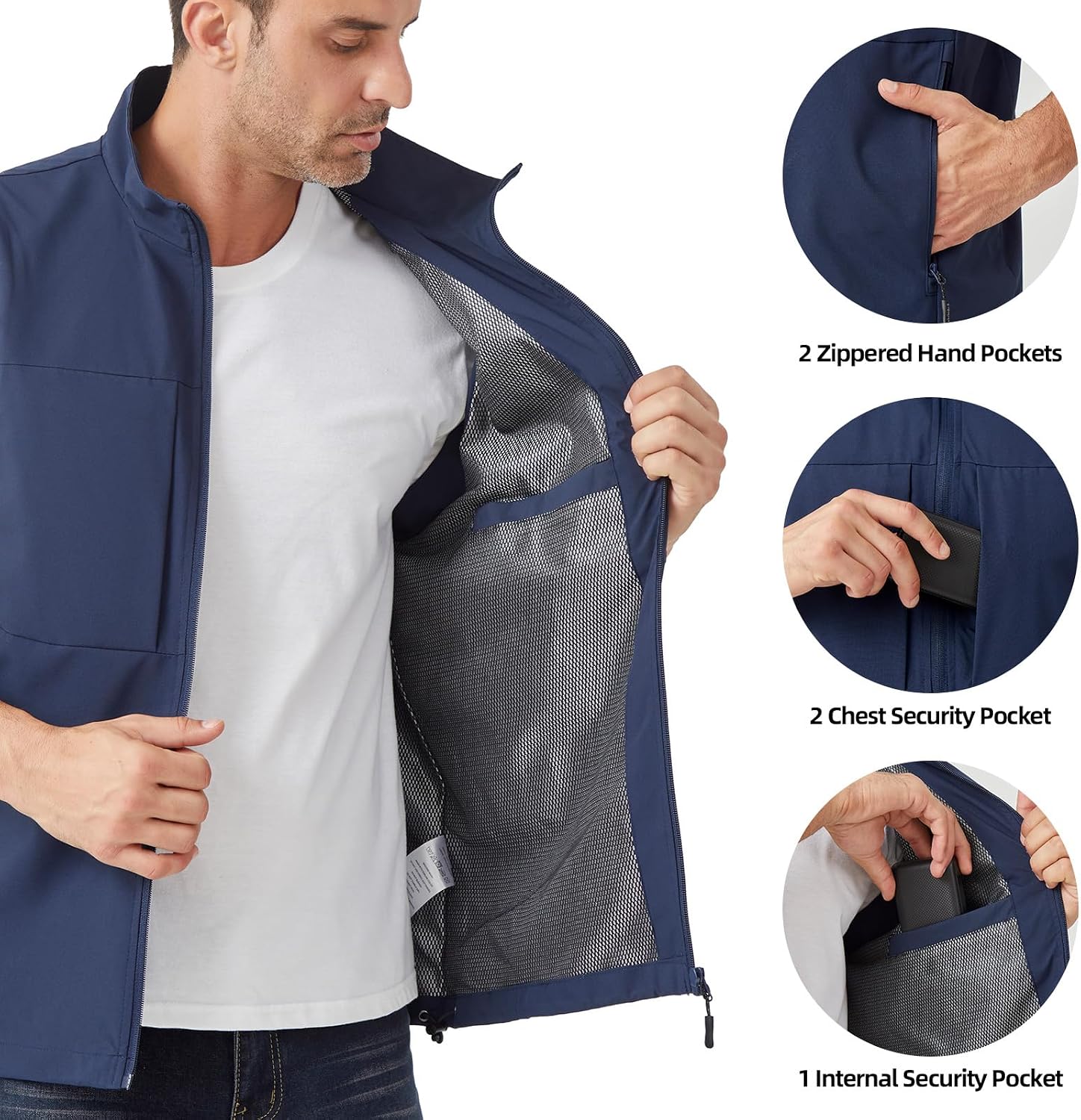 Men's Lightweight Outerwear Vest Softshell Sleeveless Jacket