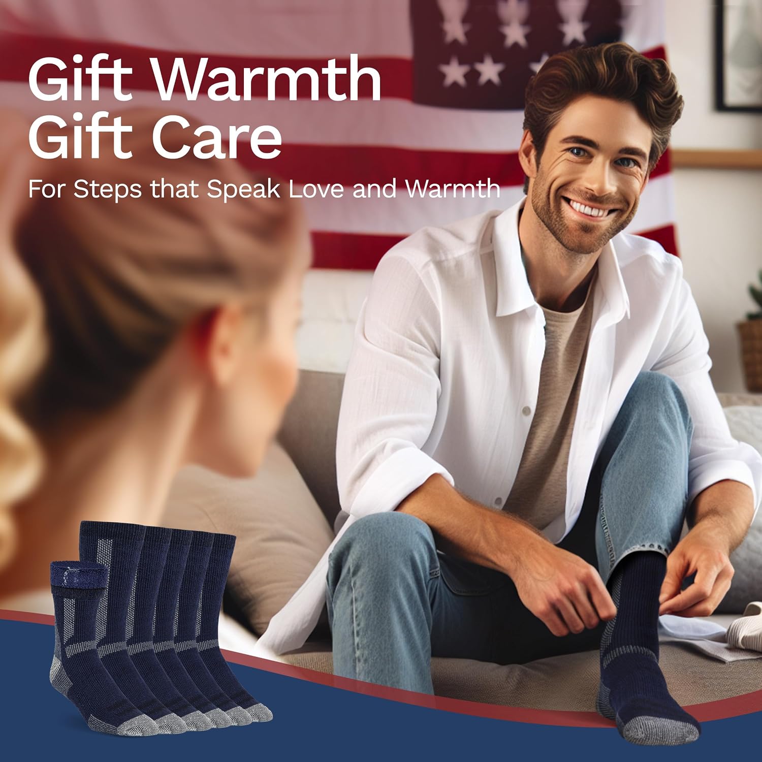 Buttons & Pleats Wool Socks for Men & Women Merino Thermal Warm Cozy Winter Boot Sock