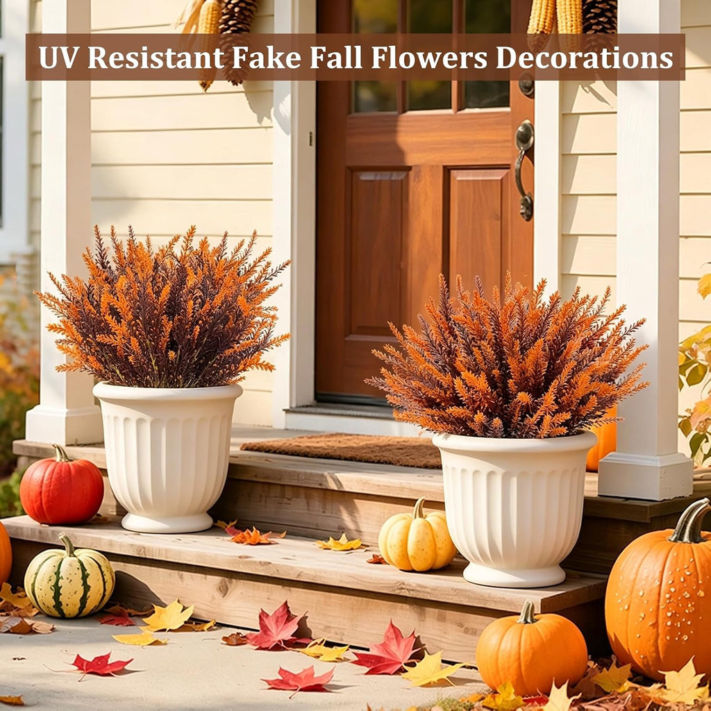 TURNMEON 10 Bundles Artificial Fall Flowers for Outdoors Fall Decorations