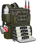 MATEIN Fishing Backpack with 4 Tackle Boxes, Fishing Bag with Rod Holder