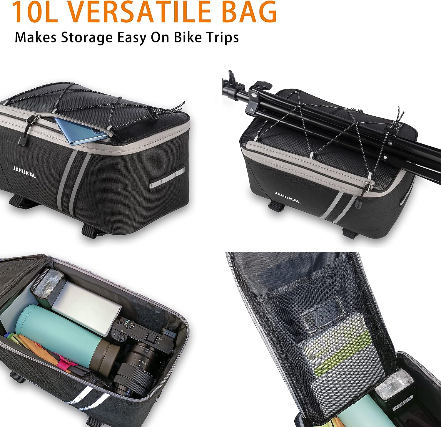 JXFUKAL Rear Bike Rack Bag with Rain Cover, 7L/9L/10L/12L Ebike Bag
