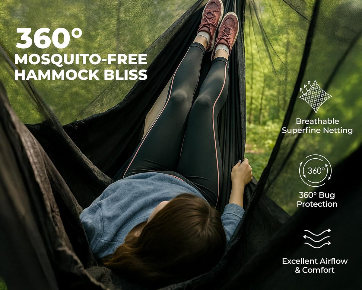 Foxelli XL Hammock Net – 12ft Net for Hammocks, Lightweight Portable Hammock Netting, Fast and Easy Set Up, Fits All Camping Hammocks