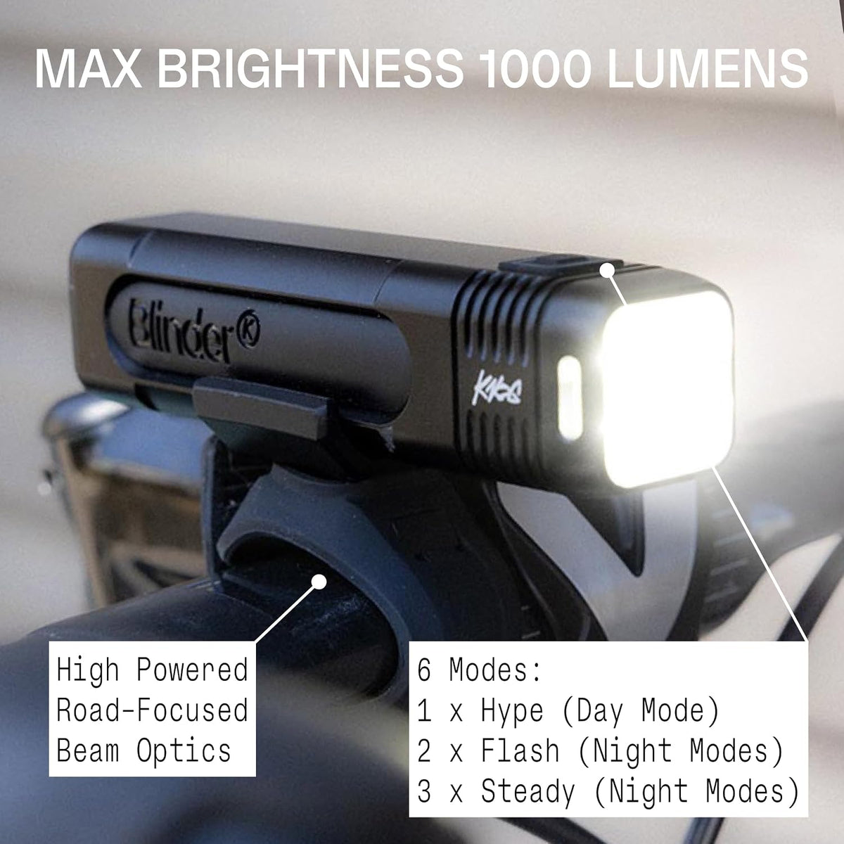 Knog Blinder 1000 & Cobber Reflex Bike Light Set, USB Rechargeable