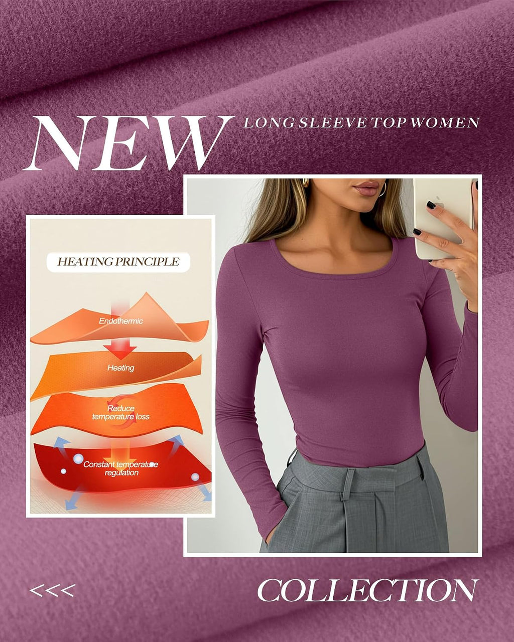 Neer 3 Pack Womens Thermal Shirts Crew Neck Fleece Lined Tops