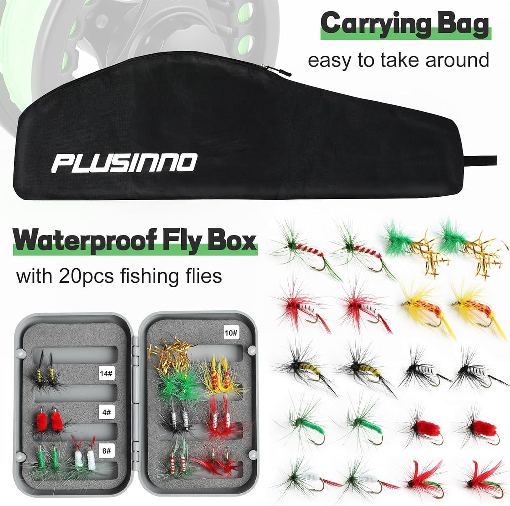 PLUSINNO Fly Fishing Rod and Reel Combo Kit, Fly Fishing Rod for Starters