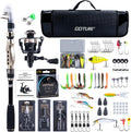 GOTURE Telescopic Fishing Rod and Reel Combos, Carbon Fiber Travel Fishing Pole, 9+1 BB Spinning Reel, Saltwater Freshwater Fishing Gear Kit with Braided Line, Lures, Carrier Bag for Bass Trout