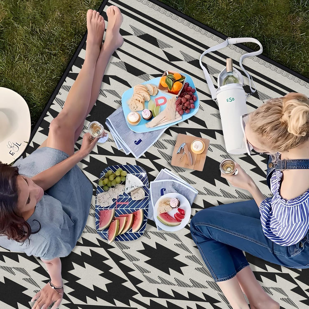 Boho Picnic Blankets Waterproof Foldable, 60″X80″ Thick Three Layer Picnic Mat Tribal Outdoor Blanket for Grass, Beach Blanket Sandproof Picnic Accessories for Camping Party Park Patio