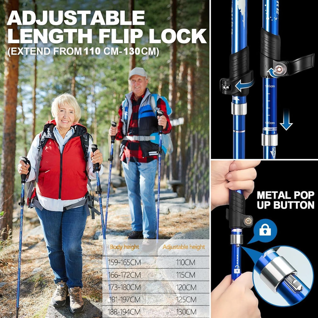 Covacure Hiking Poles Collapsible Lightweight-Aluminum 7075 Trekking Poles