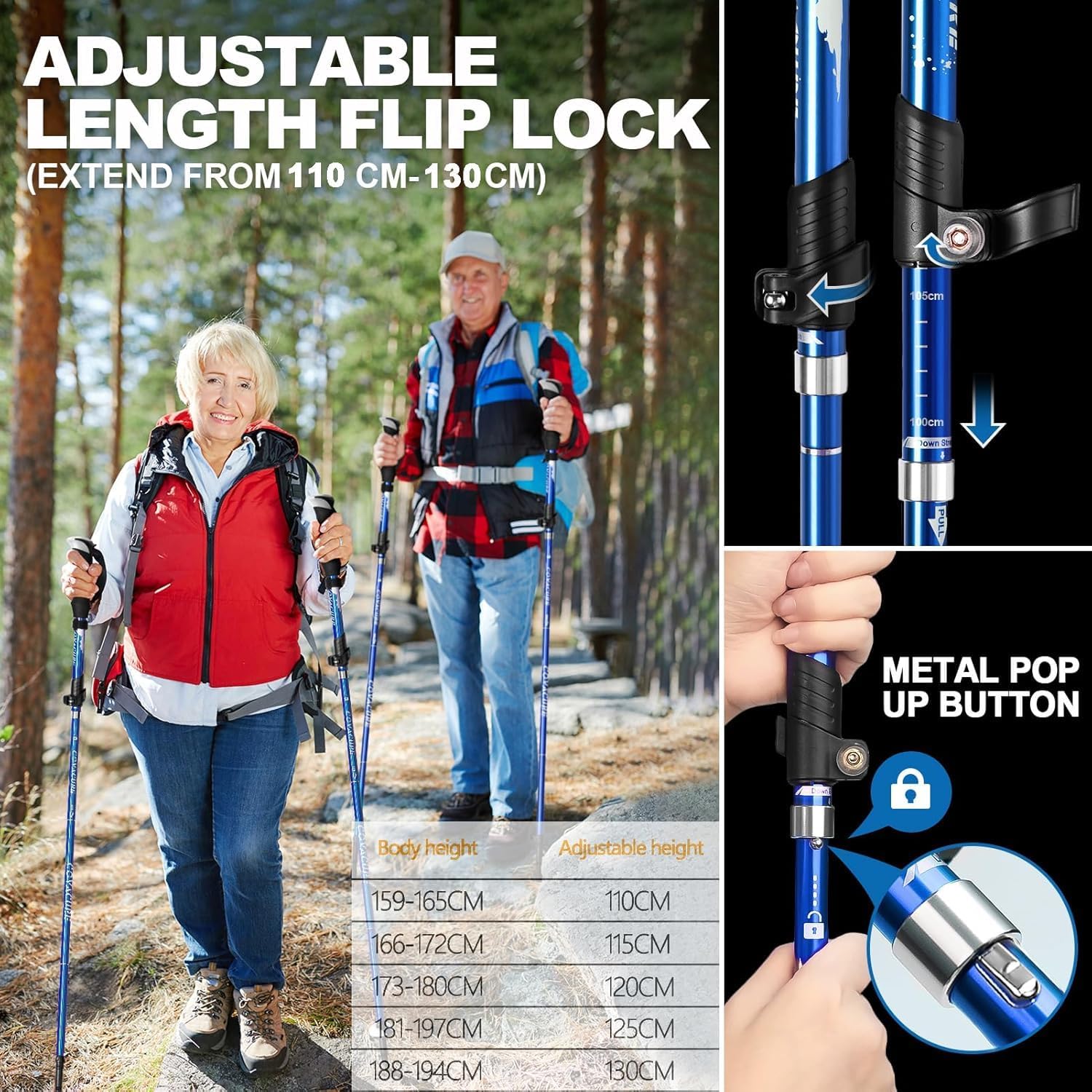 Covacure Hiking Poles Collapsible Lightweight-Aluminum 7075 Trekking Poles