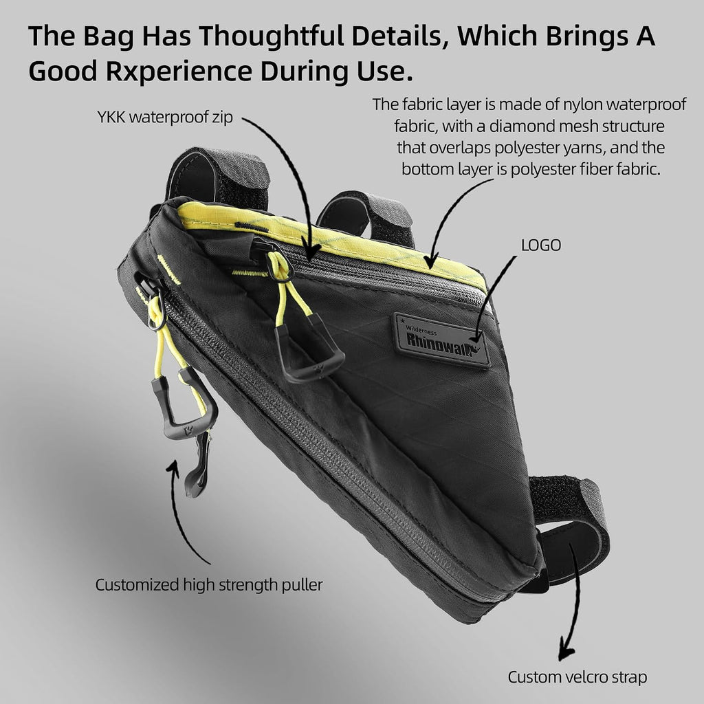 Rhinowalk Waterproof Bike Triangle Frame Bag 0.9L, YKK Multi-Pocket Pack