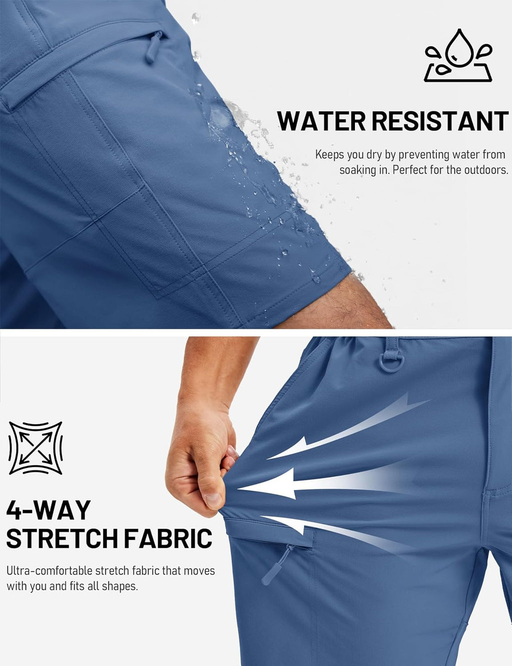TACVASEN Men's Hiking Cargo Shorts 10 inch Quick Dry Lightweight Waterproof