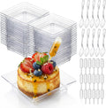 Mifoci 100 Set Mini Dessert Plates Spoon and Pipette, Square Plate & Spoon