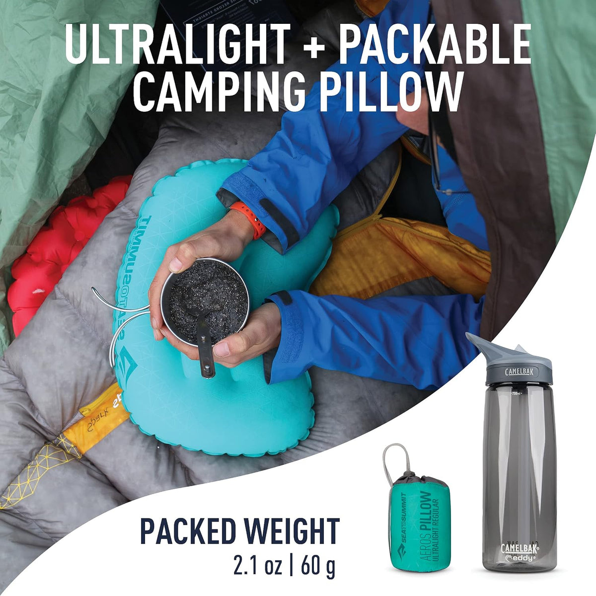 Sea to Summit Aeros Ultralight Inflatable Pillow, Regular, Sea Foam