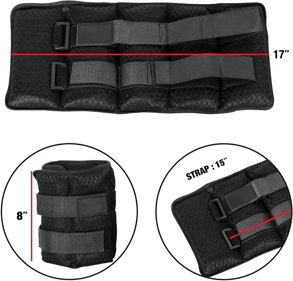 Adjustable ankle and wrist weights, 10 lbs each (1 pair, 20 lbs total) for women and men, with secure straps for walking, running, aerobics, and fitness