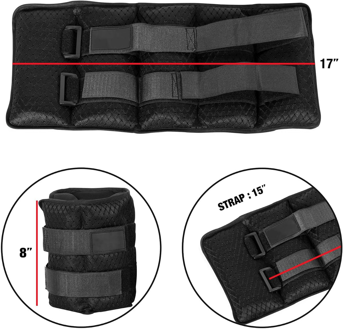 Adjustable ankle and wrist weights, 10 lbs each (1 pair, 20 lbs total) for women and men, with secure straps for walking, running, aerobics, and fitness