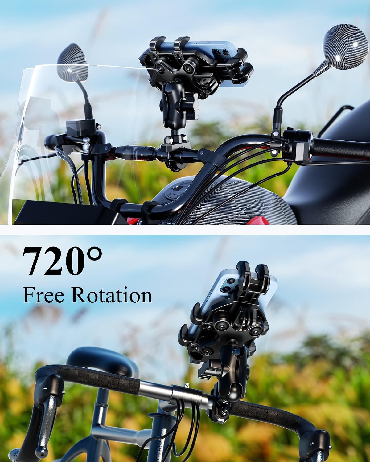 BRCOVAN Motorcycle Phone Mount Holder with Vibration Dampener