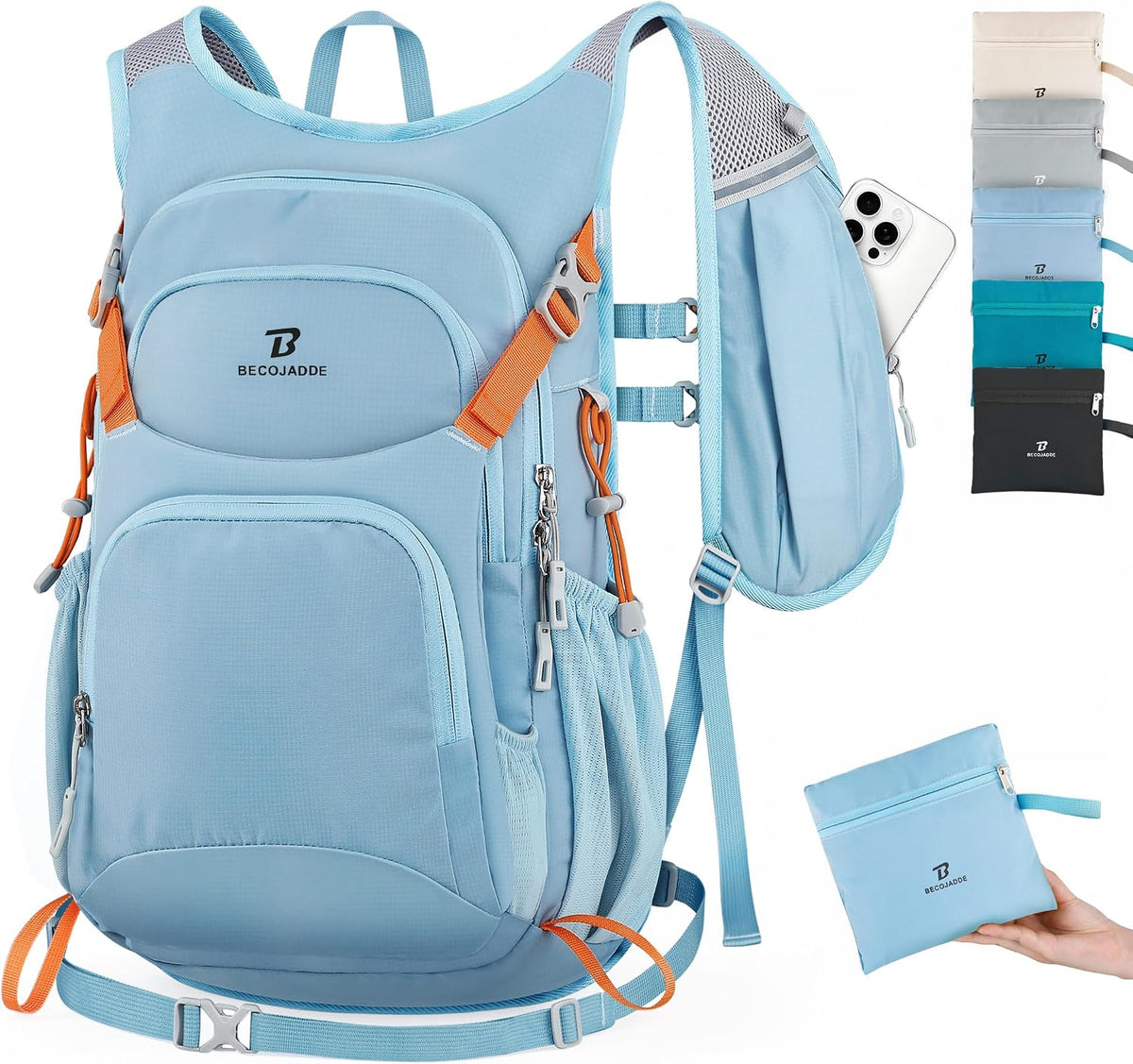 BECOJADDE 20L Hiking Backpack Lightweight Travel Backpacks Water-Resistant Daypack Fits Cycling Helmets for Men Women for Daily Outdoor Camping, Sky Blue