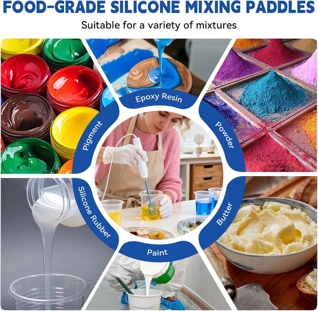 Suzzam Silicone Resin Mixer Paddles, 4Pcs Epoxy Mixer for Drill