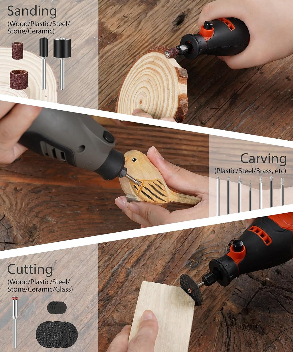 HARDELL 287Pcs Rotary Accessory Kit w/ 1/8" Shanks, for Cutting & Polishing