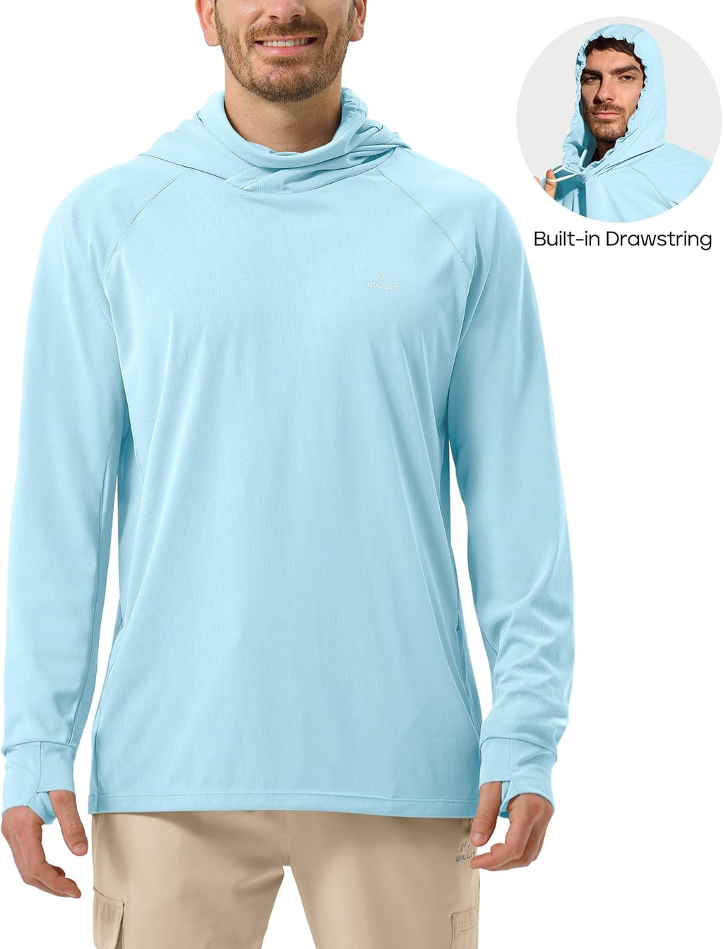 Willit Men's Sun Hoodie UPF 50+ Long Sleeve Fishing Hiking Shirt with Mask Lightweight UV SPF Neck Gaiter Hoodie