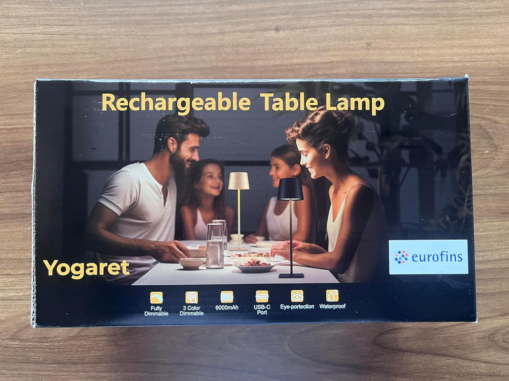 Yogaret 4 Pack Gold Rechargeable Led Cordless Table Lamps,Cordless Lamp with 6000mAh Battery Operated,Wireless Lamp for Restaurant Home Dinner Dining Kitchen Outdoor Patio,Waterproof & Portable