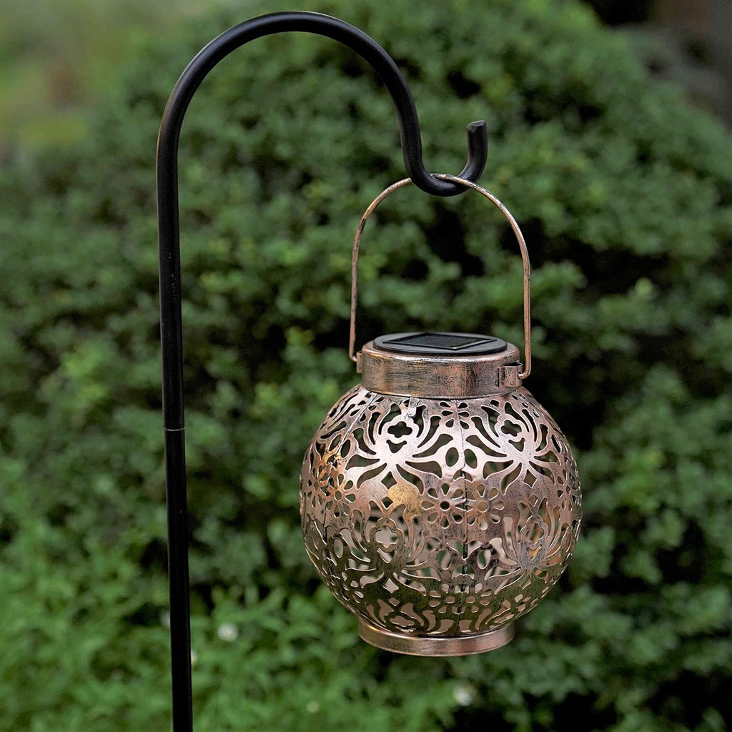 Set of 2 Solar Hanging Lanterns Outdoor for Garden Patio, Bronze