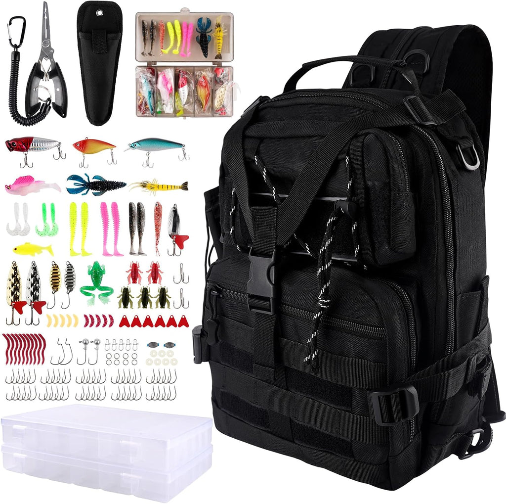 139PCS Tackle Box Backpack,Fishing Backpack with Accessories