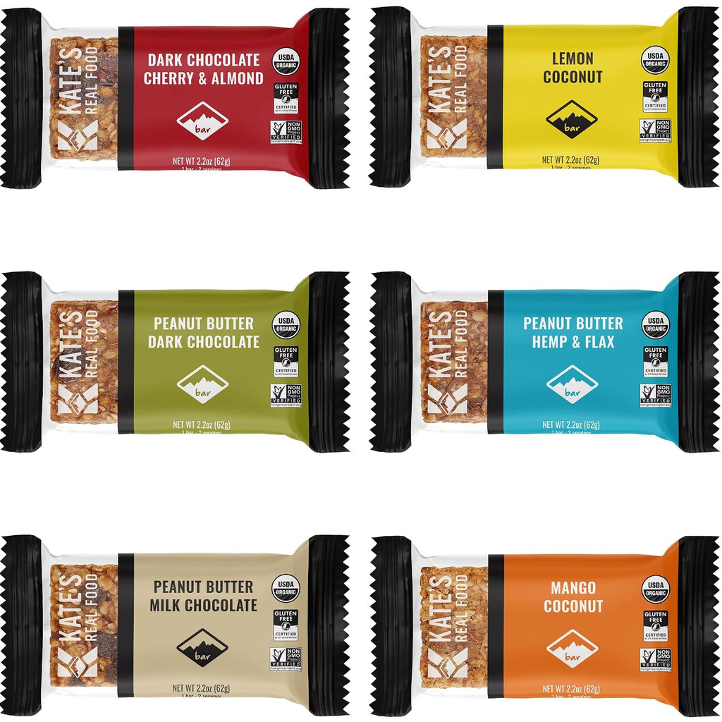 Kate's Real Food Organic Energy Bars Peanut Butter Hemp Flax (2.2 oz, 6 ct)