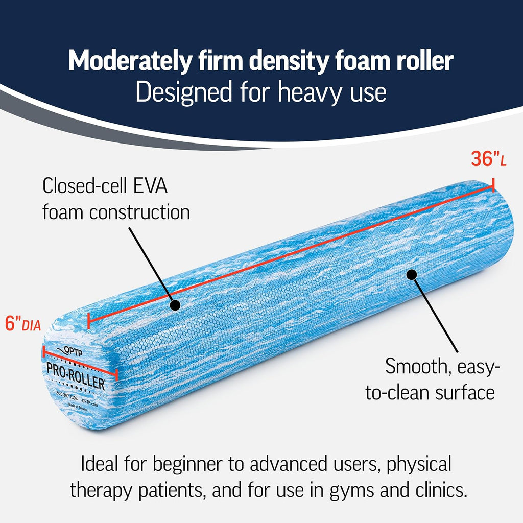OPTP PRO-ROLLER Standard Density Foam Roller – Round, Blue, 36" x 6"
