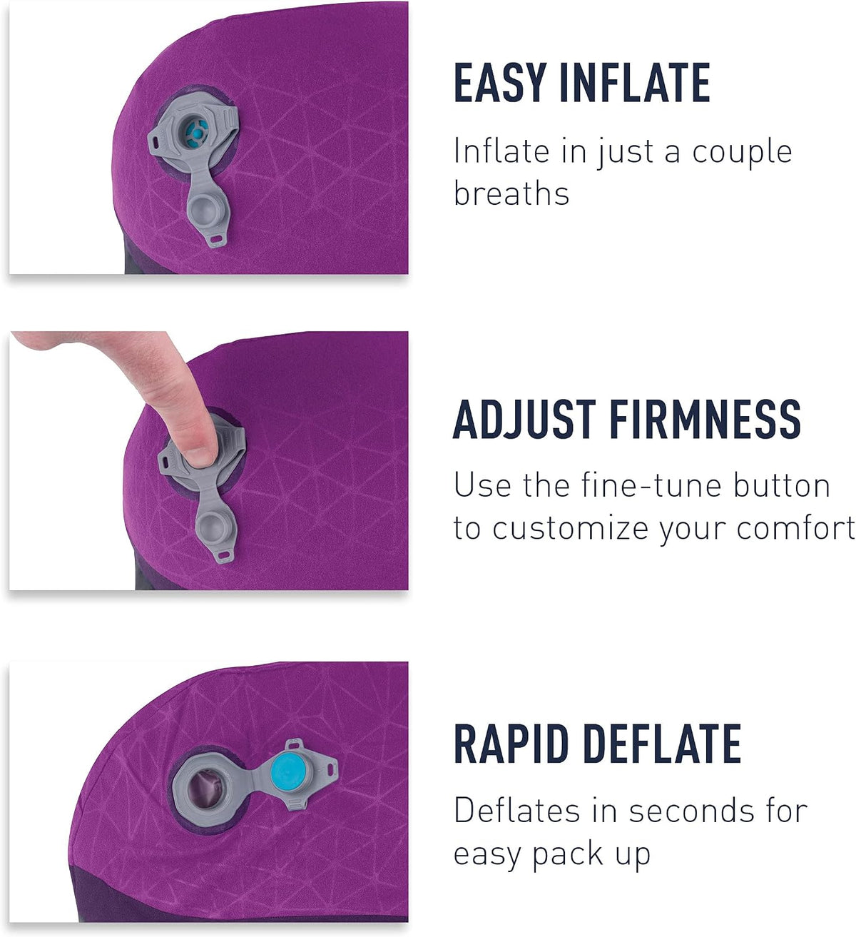 Sea to Summit Aeros Premium Traveller Inflatable Neck Pillow, Navy Blue