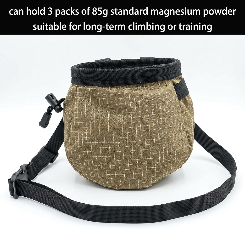 Rock Climbing Chalk Bag, 210D High-Tensile Polyethylene Durable Chalk Bag with Fleece Lining & Adjustable Belt, for Bouldering, Gym, Weightlifting