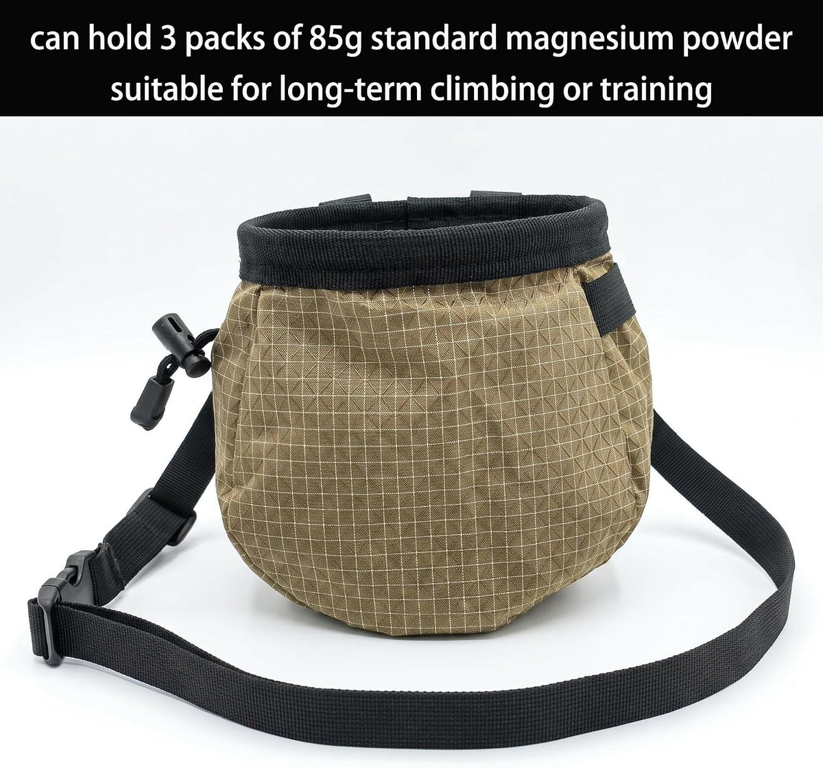 Rock Climbing Chalk Bag, 210D High-Tensile Polyethylene Durable Chalk Bag with Fleece Lining & Adjustable Belt, for Bouldering, Gym, Weightlifting