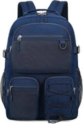 Lohol Water Resistant Daypack with Mulitiple Pockets for School Travel Outdoor College, 15.6 inch Laptop Backpack for Men and Women (Navy Blue)