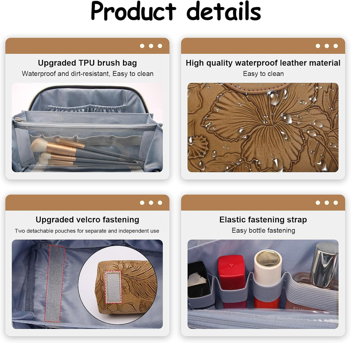BOYATU Travel Makeup Bags Cosmetic Organizer Bag: 3-Set Make up Bag
