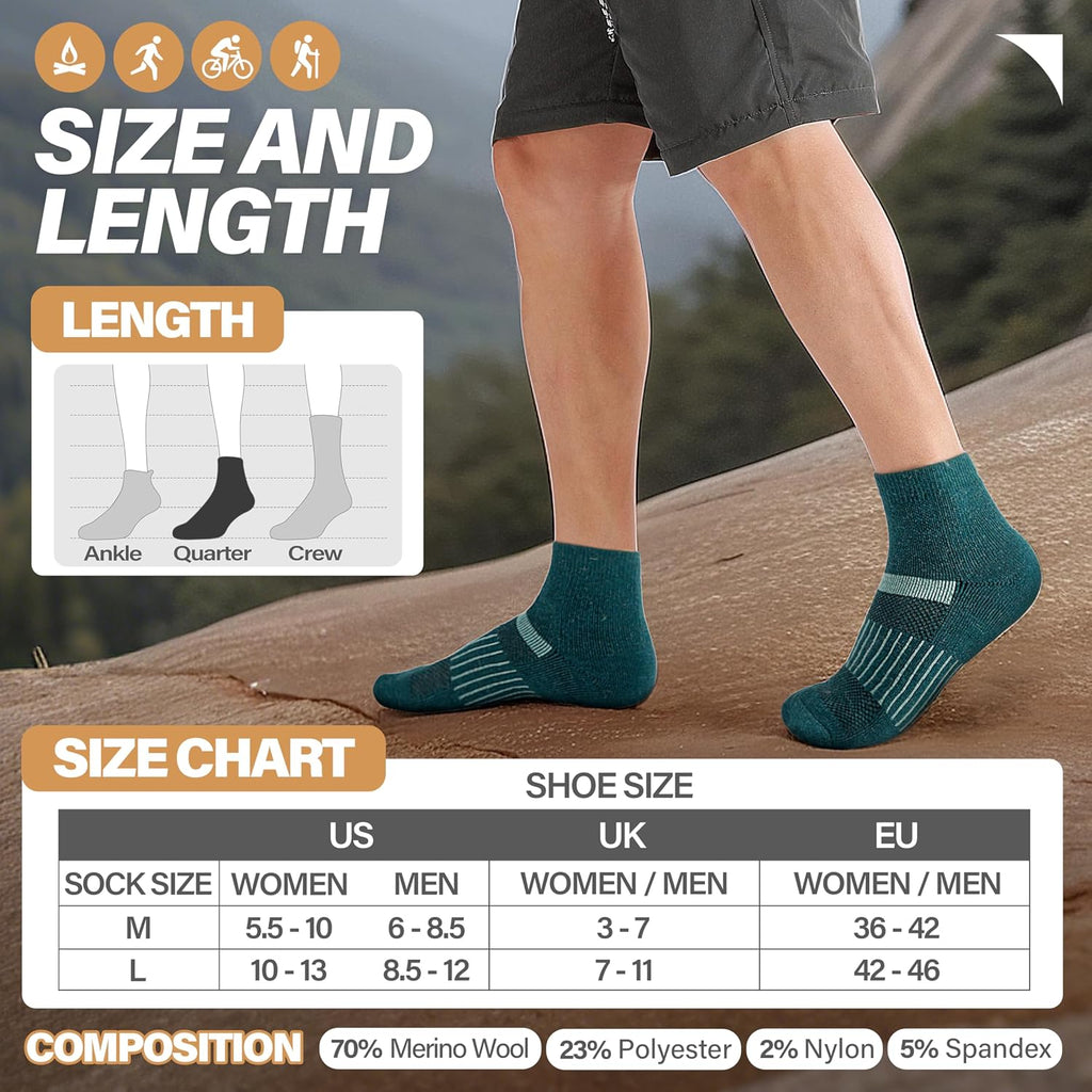 Anlisim Merino Wool Ankle Running Hiking Socks for Women and Men