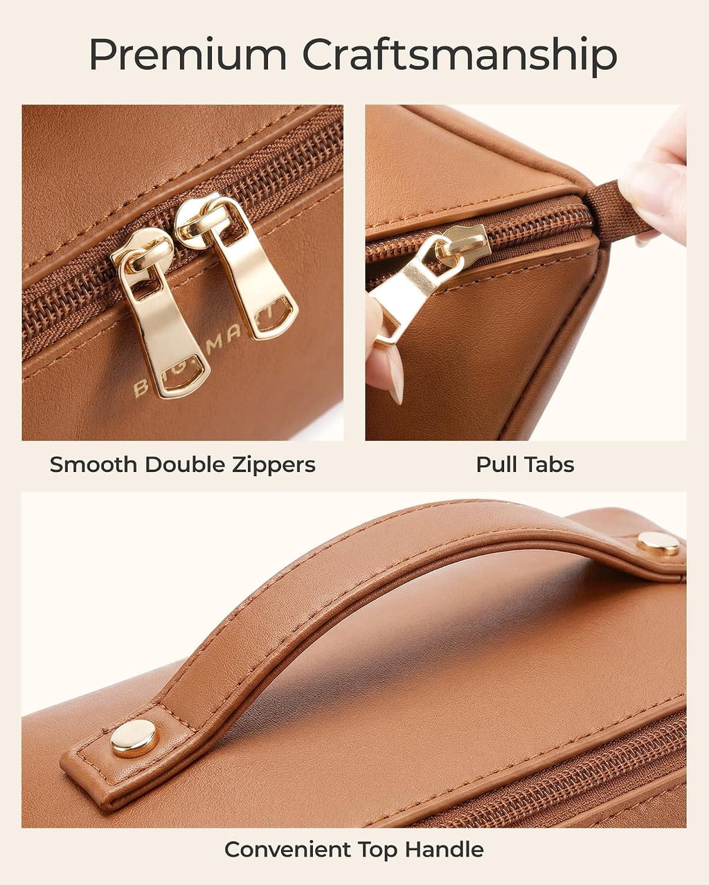 BAGSMART Makeup Bag Travel Cosmetic Bag,Women Toiletry Case, Coffee Brown