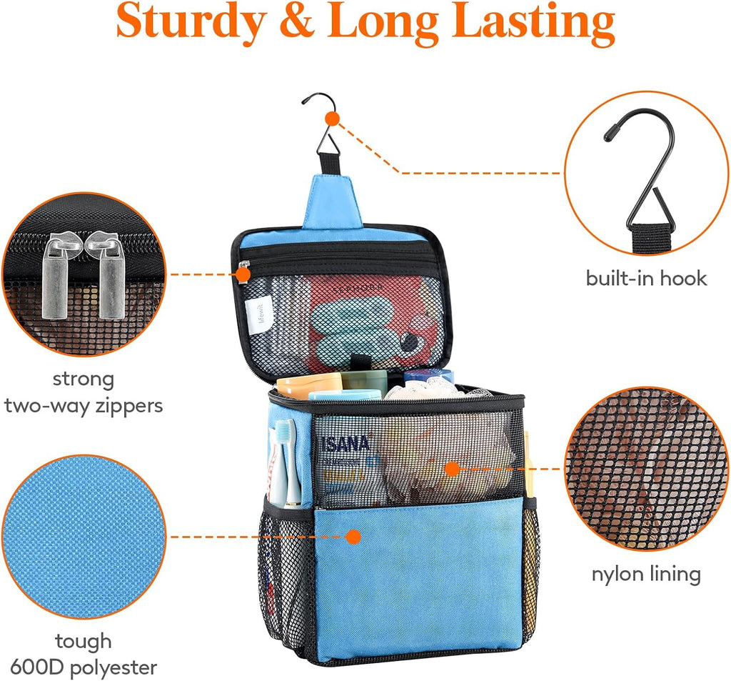 Lifewit Mesh Shower Caddy Bag, Hanging Shower Organizer, Medium, Blue